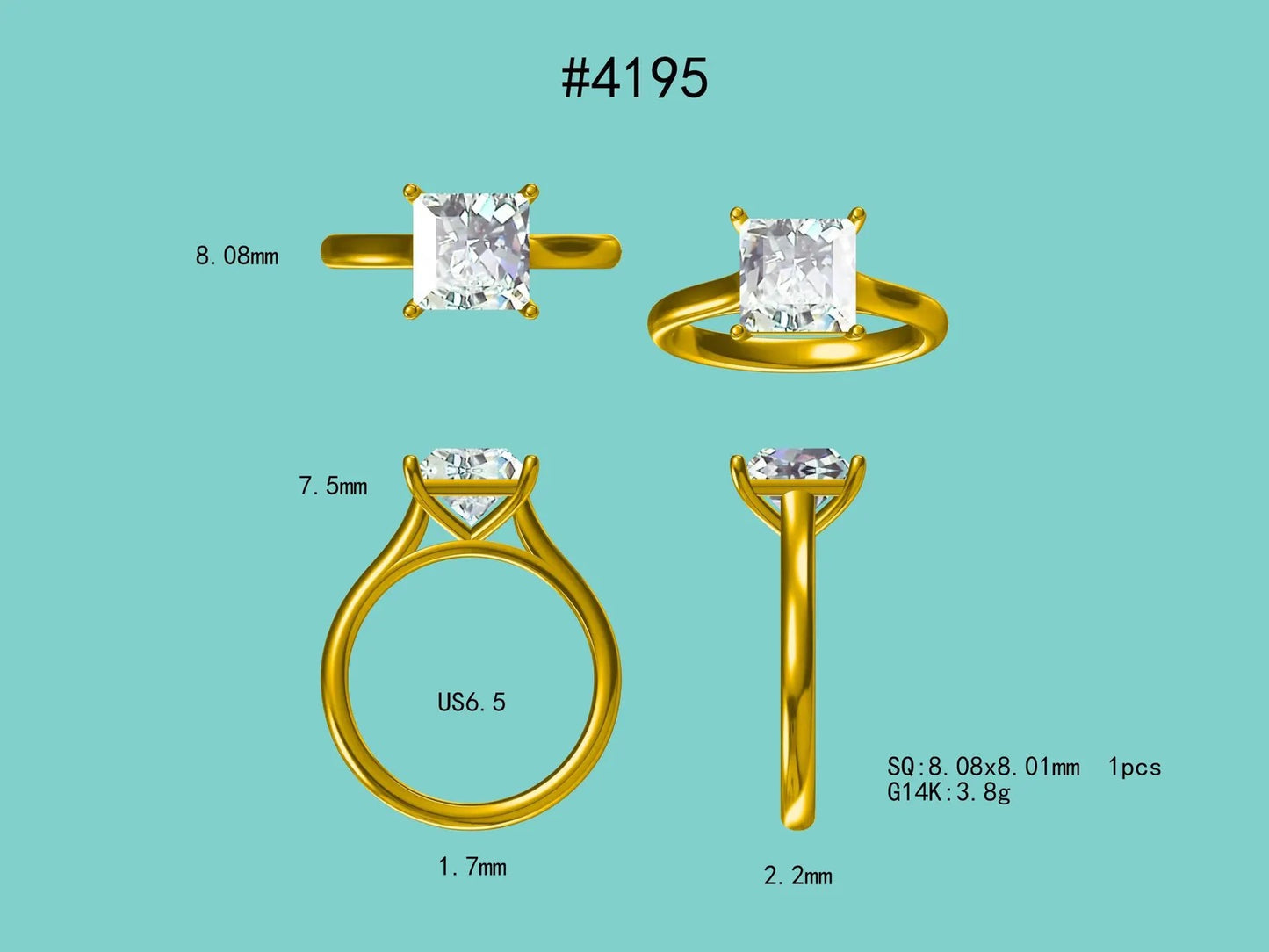 The Regent Asscher : 3 Carat Asscher Cut Lab Grown Diamond Engagement Ring