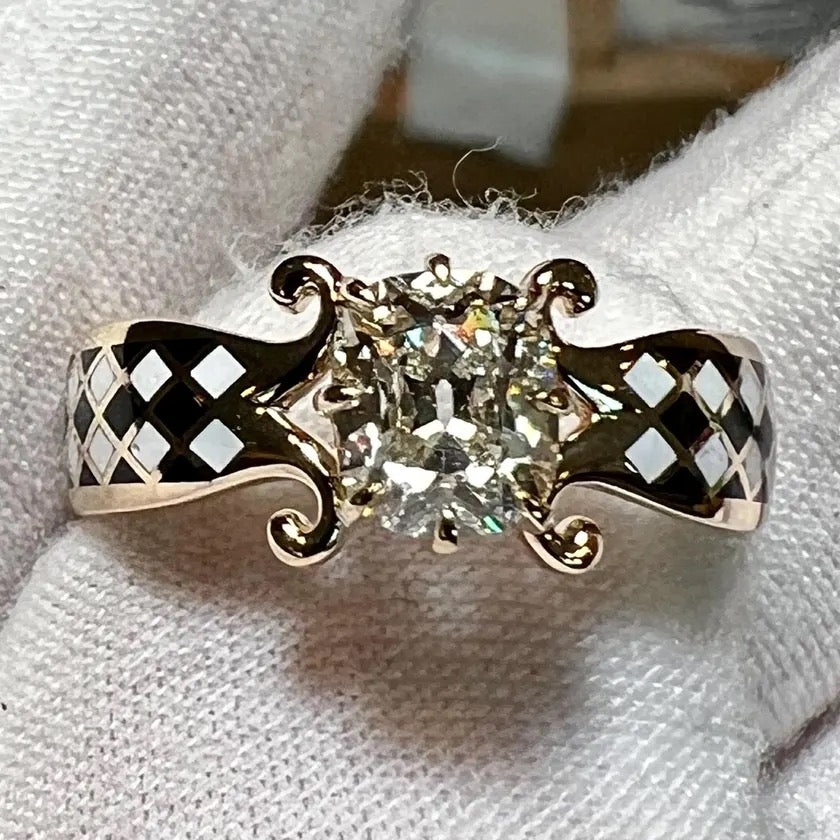 The Harlequin Ring : 3 Carat Elongated Cushion Lab Grown Diamond Engagement Ring