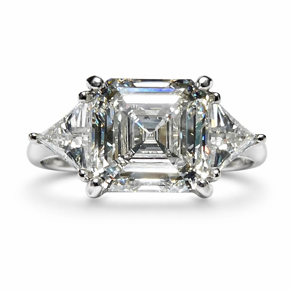 The Aveline : 5 Carat Asscher Cut Lab Grown Diamond Engagement Ring