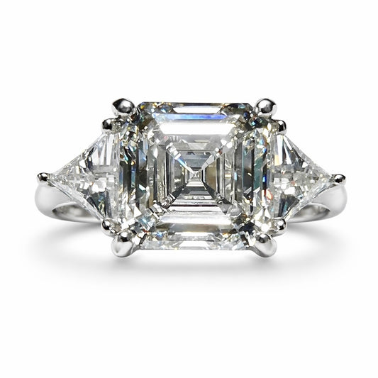 The Aveline : 5 Carat Asscher Cut Lab Grown Diamond Engagement Ring