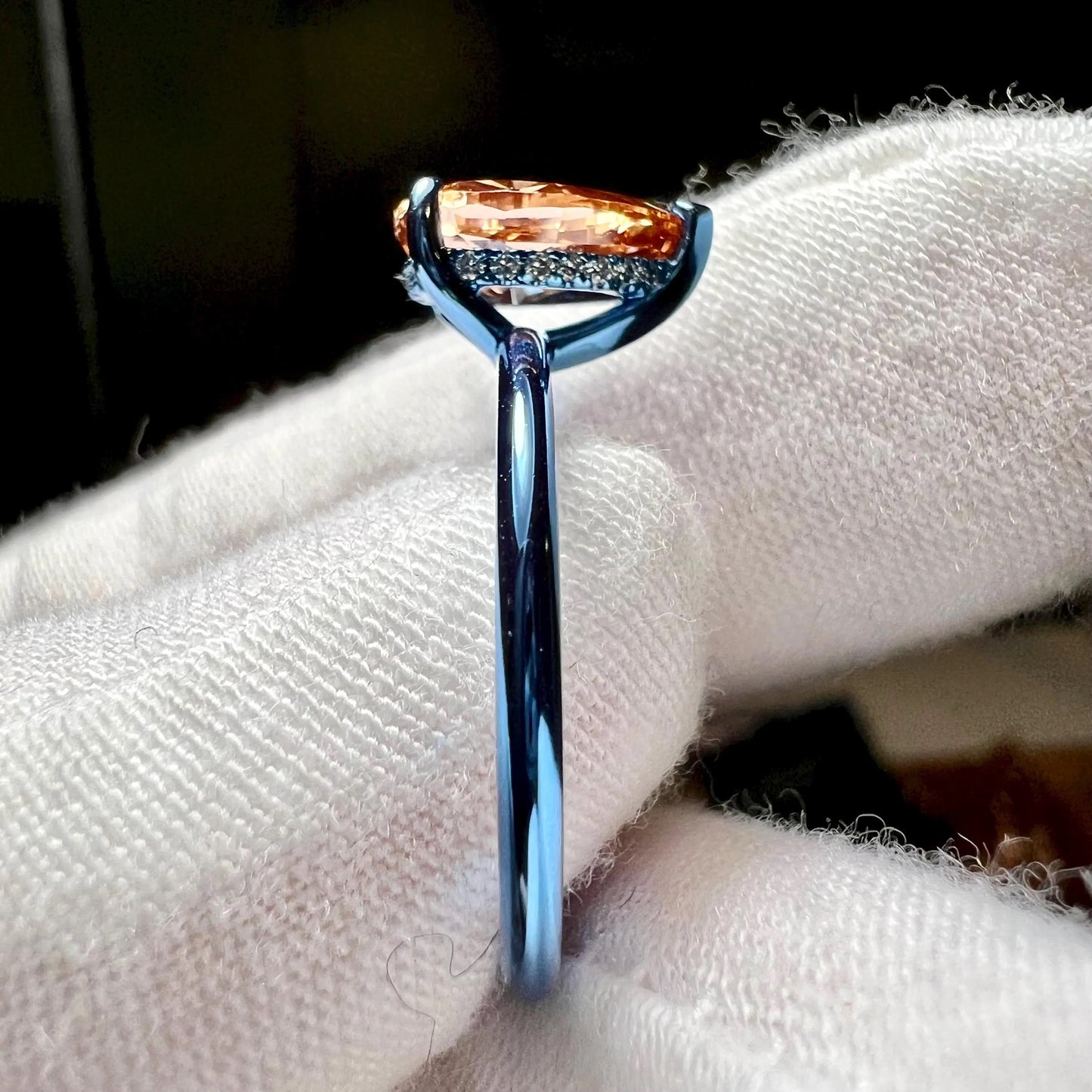 Cobalt Ember : 2 Carat Pear Cut Lab Grown Diamond Ring - (No.III)