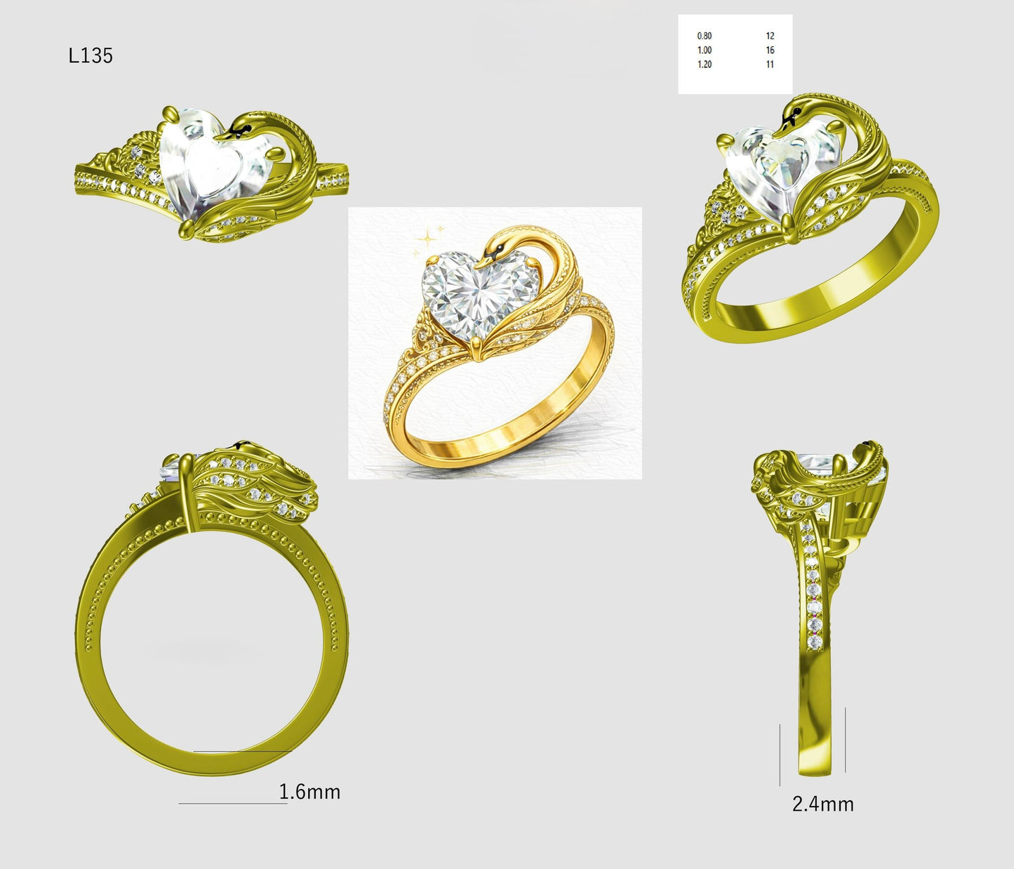 The Swan Embrace : 4 Carat Heart Cut Lab Grown Diamond Engagement Ring