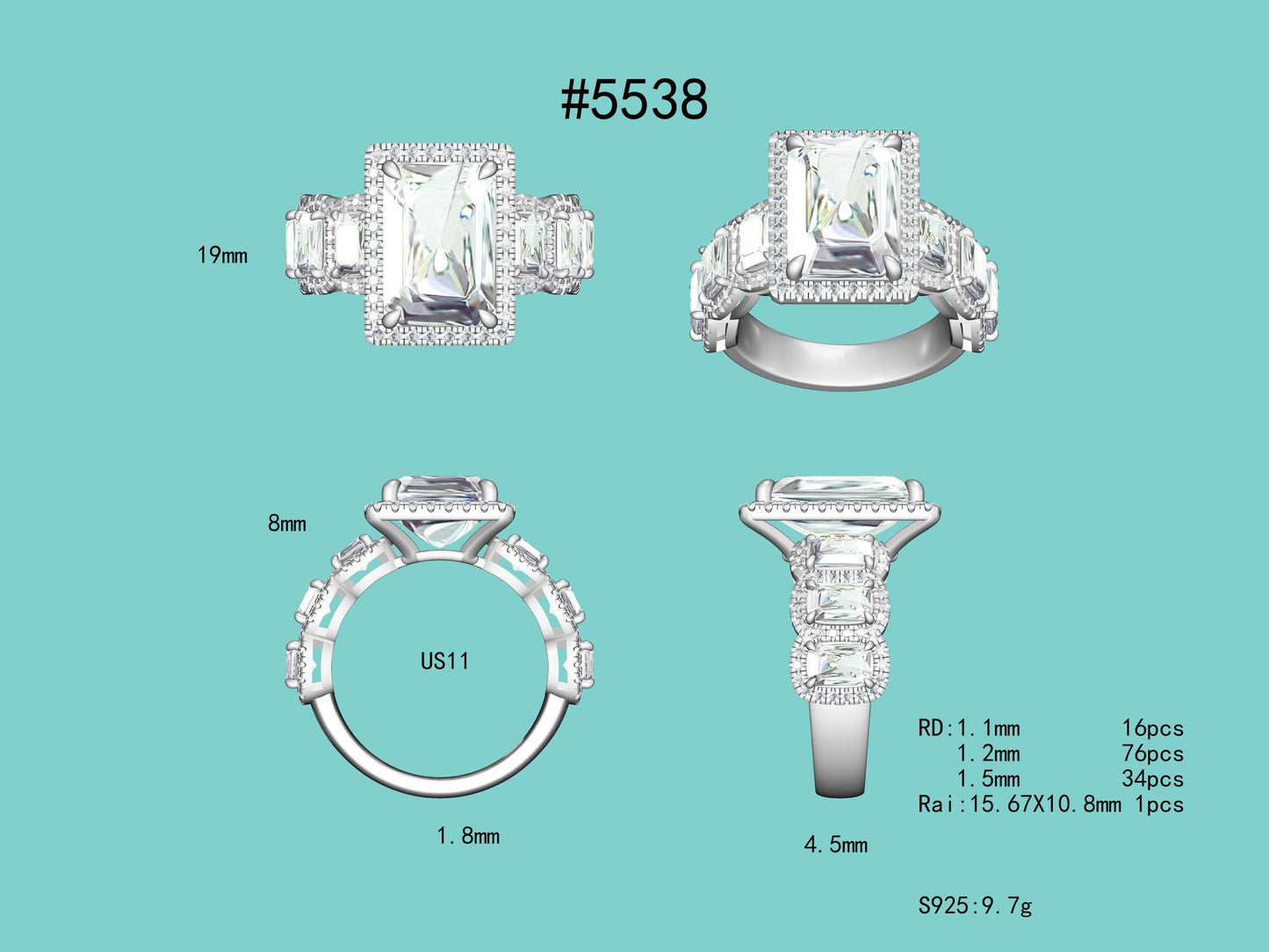 The Legacy Ten : 10 Carat Radiant Cut Lab Grown Diamond Engagement Ring