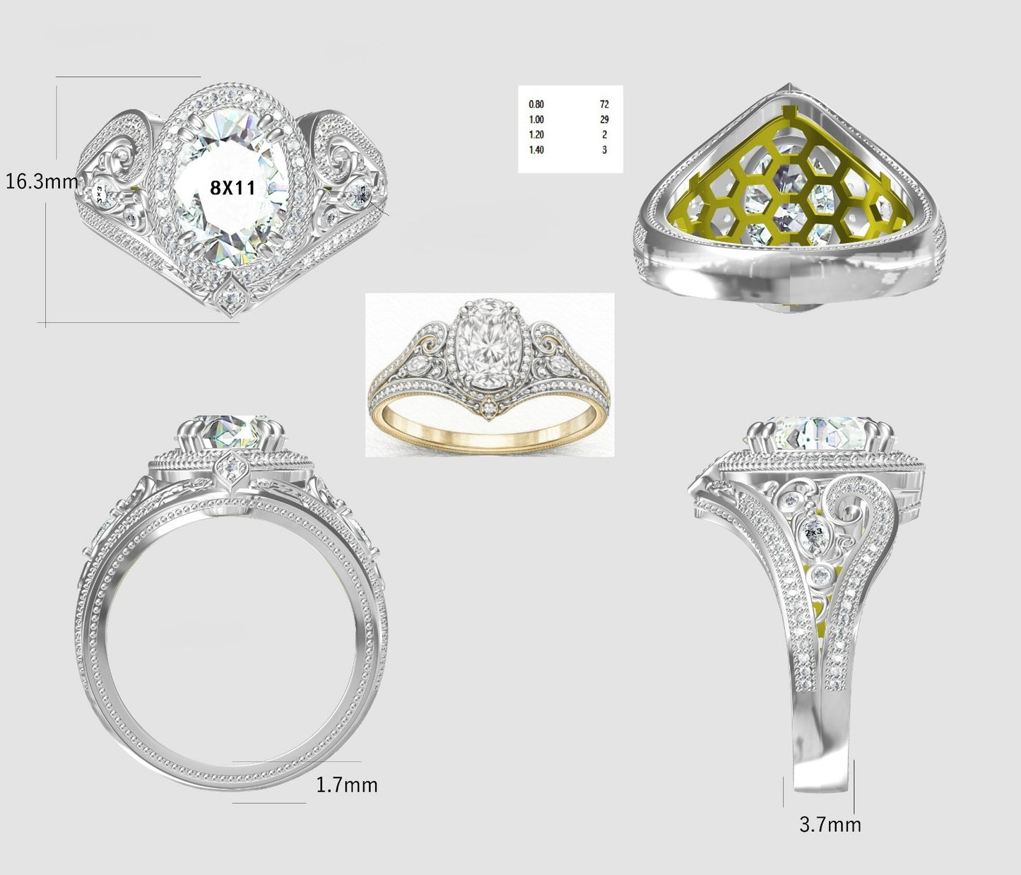 Veil of Light : 3 Carat Oval Brilliant Cut Lab Grown Diamond Engagement Ring