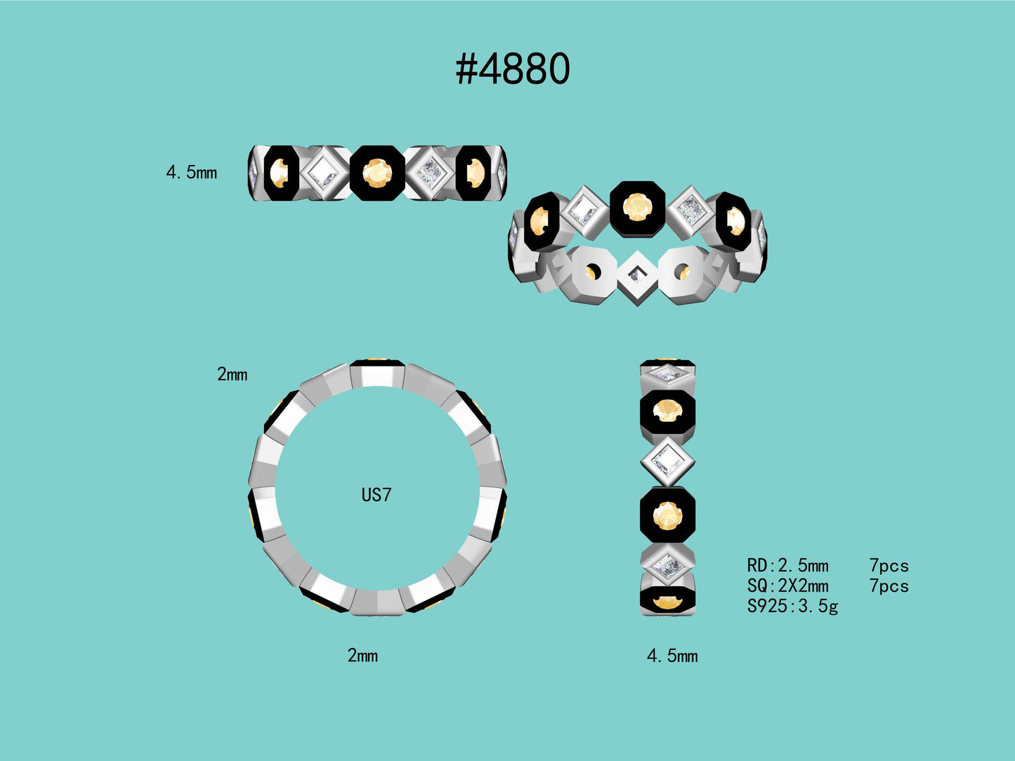 Champagne Interval- Champagne & White Lab Grown Diamond Half Eternity Band (No.V)