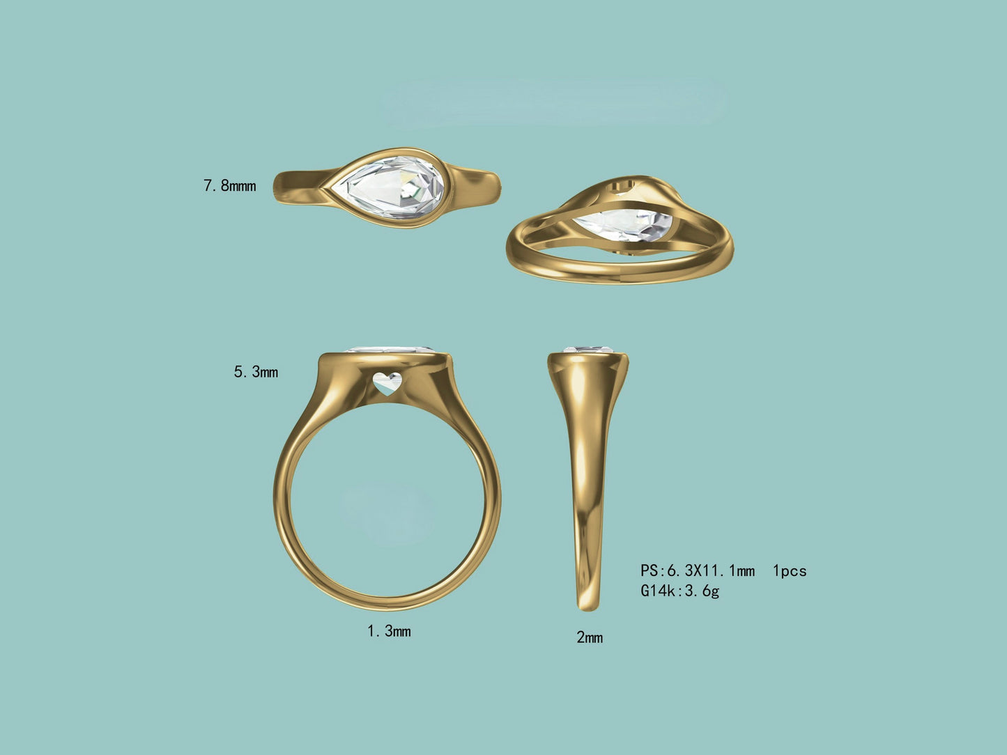 Verity Pink : 2 Carat Fancy Intense Pink Pear Lab Grown Diamond Ring