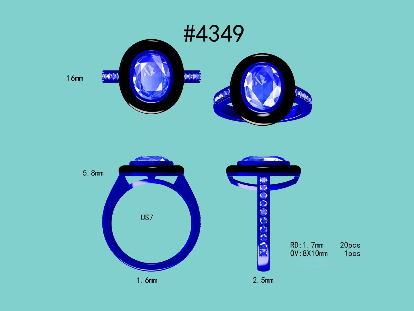 Azure Eclipse - 3 Carat Oval Fancy Intense Blue Lab Grown Diamond Engagement Ring (No.IV)
