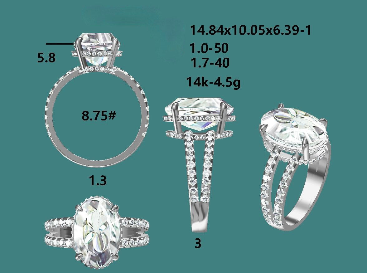 The Evermore : 7 Carat Oval Cut Engagement Ring
